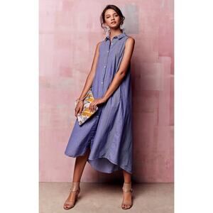 MAEVE SAVILE MIDI DRESS IN BLUE STRIPE BY ANTHROPOLOGIE SIZE 12